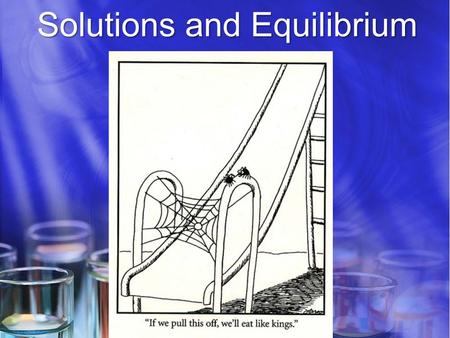 Solutions and Equilibrium. Heterogeneous Equilibrium Reaction occurs in more than one phase K EQ = Products Reactants Solids and liquids are not included.