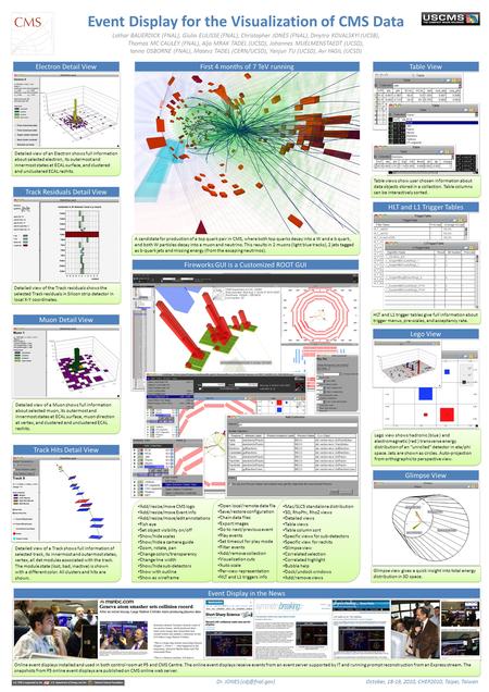 Event Display for the Visualization of CMS Data Lothar BAUERDICK (FNAL), Giulio EULISSE (FNAL), Christopher JONES (FNAL), Dmytro KOVALSKYI (UCSB), Thomas.