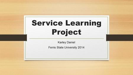 Service Learning Project Karley Daniel Ferris State University 2014.