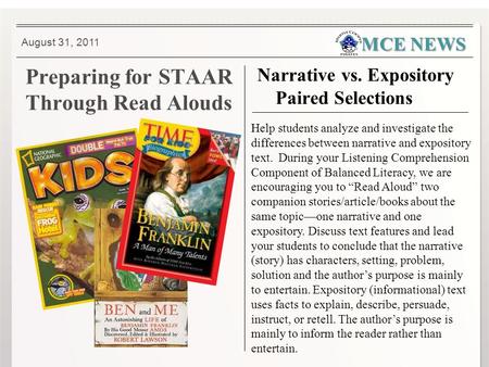 Preparing for STAAR Through Read Alouds