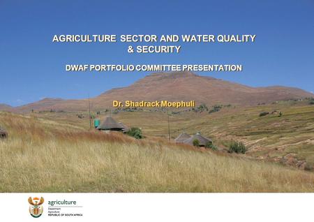 AGRICULTURE SECTOR AND WATER QUALITY & SECURITY DWAF PORTFOLIO COMMITTEE PRESENTATION Dr. Shadrack Moephuli.