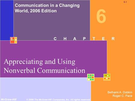 Bethami A. Dobkin Roger C. Pace Communication in a Changing World, 2006 Edition McGraw-Hill © 2006 The McGraw-Hill Companies, Inc. All rights reserved.