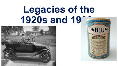 Legacies of the 1920s and 1930s. Social Reform – Old Age Pensions 1927 – Government passed the Old Age Pension Act Max $20/month.