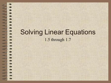 Solving Linear Equations