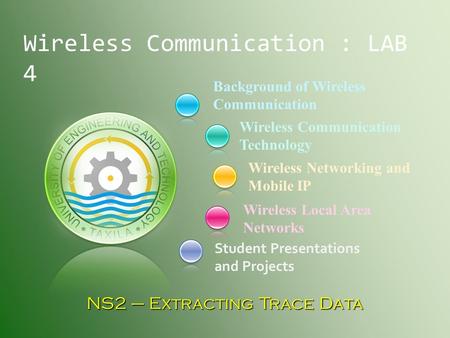 Background of Wireless Communication Student Presentations and Projects Wireless Communication Technology Wireless Networking and Mobile IP Wireless Local.