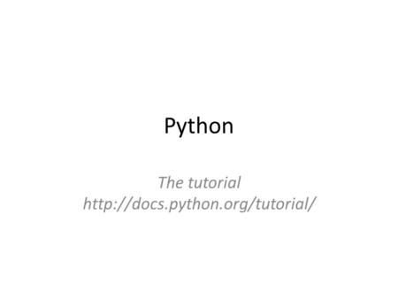 Python The tutorial