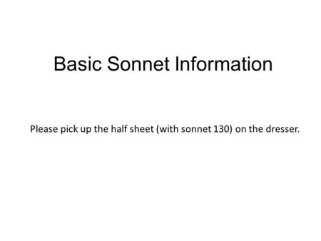 Basic Sonnet Information