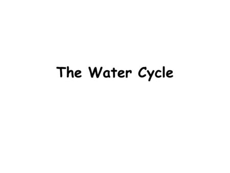 The Water Cycle.