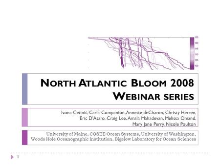 1 University of Maine, COSEE Ocean Systems, University of Washington, Woods Hole Oceanographic Institution, Bigelow Laboratory for Ocean Sciences Ivona.