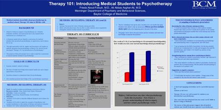 “Before, I did not have any idea what psychotherapy looks like in practice. Now I have a greater understanding of what to expect, and how actual psychotherapy.