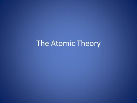 The Atomic Theory. Dalton Relied on the premise that their existed a different kind of atom for each element Key points for Dalton’s Model of the Atom: