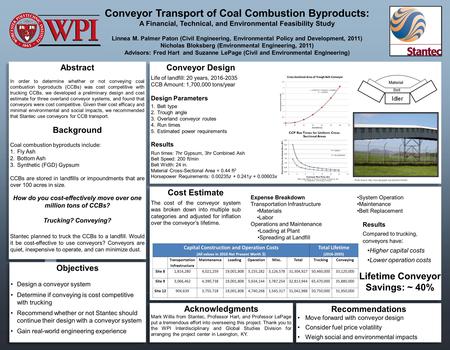 Cost Estimate The cost of the conveyor system was broken down into multiple sub categories and adjusted for inflation over the conveyor’s lifetime. Expense.