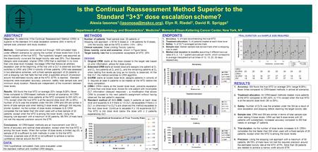 Is the Continual Reassessment Method Superior to the Standard “3+3” dose escalation scheme? Alexia Iasonos 1 Elyn R. Riedel 1, David.