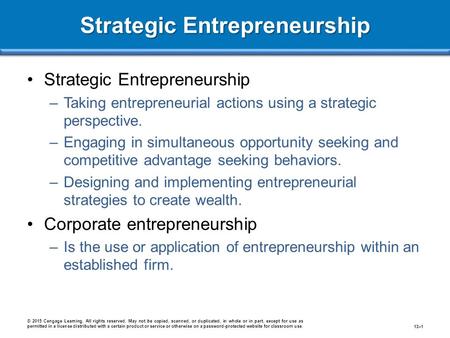 Strategic Entrepreneurship