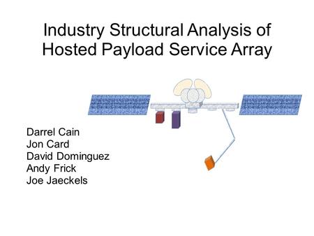 Industry Structural Analysis of Hosted Payload Service Array Darrel Cain Jon Card David Dominguez Andy Frick Joe Jaeckels.