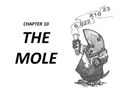 CHAPTER 10 THE MOLE. Time for the math part of chemistry!