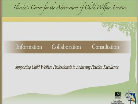 Mission The Center’s mission is to support and facilitate the identification, expansion, and transfer of expert knowledge and best practices in child.