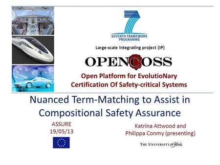 Open Platform for EvolutioNary Certification Of Safety-critical Systems Large-scale integrating project (IP) Nuanced Term-Matching to Assist in Compositional.