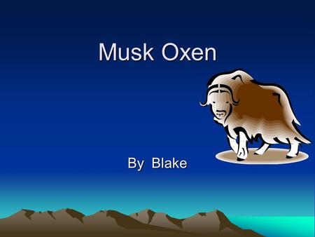 Musk Oxen By Blake Mammal They have fur. It has a backbone. It has babies alive.