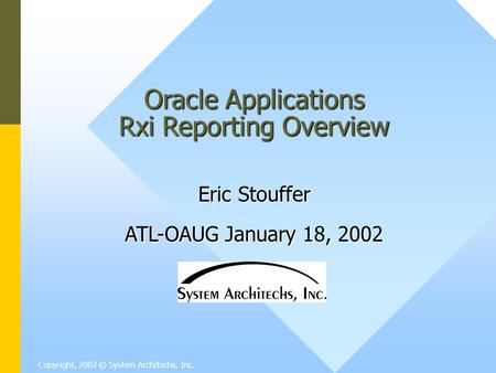 Oracle Applications Rxi Reporting Overview