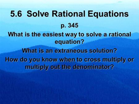 5.6 Solve Rational Equations