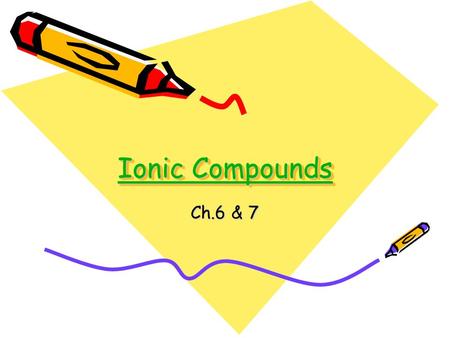 Ionic Compounds Ch.6 & 7.