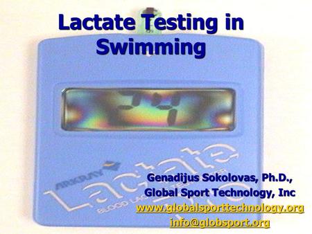 Lactate Testing in Swimming