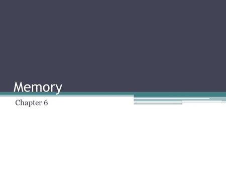 Memory Chapter 6. Objectives After completing this chapter you will be able to Differentiate between different memory technologies Plan for a memory installation.