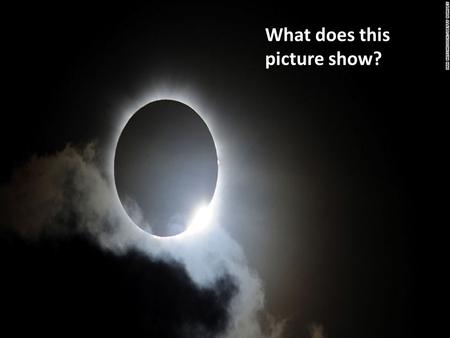 What does this picture show?. Solar Eclipse Friday March 20 th 2015 To be able to explain what happens during a solar eclipse.