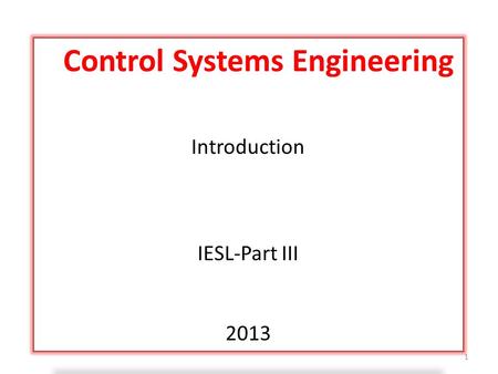 Control Systems Engineering