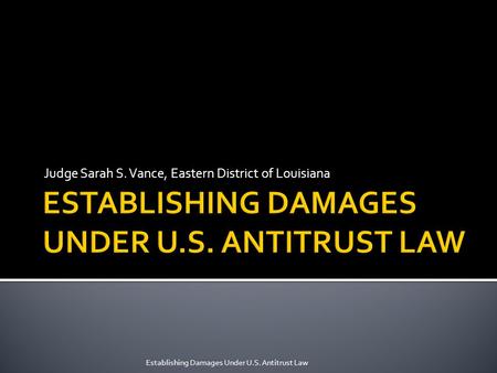 Judge Sarah S. Vance, Eastern District of Louisiana Establishing Damages Under U.S. Antitrust Law.