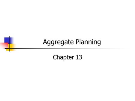 Aggregate Planning Chapter 13. MGMT 326 Foundations of Operations Introduction Strategy Managing Projects Quality Assurance Facilities & Work Design Products.