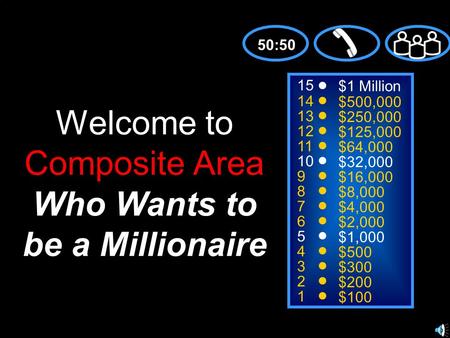 15 14 13 12 11 10 9 8 7 6 5 4 3 2 1 $1 Million $500,000 $250,000 $125,000 $64,000 $32,000 $16,000 $8,000 $4,000 $2,000 $1,000 $500 $300 $200 $100 Welcome.