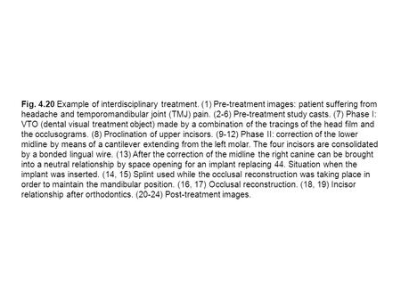 Fig. 4.20 Example of interdisciplinary treatment. (1) Pre-treatment images: patient suffering from headache and temporomandibular joint (TMJ) pain. (2-6)