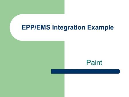 EPP/EMS Integration Example Paint. Points of Integration in EMS Environmental Policy Environmental Aspects Legal and Other Requirements Objectives, Targets.