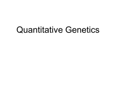 Quantitative Genetics