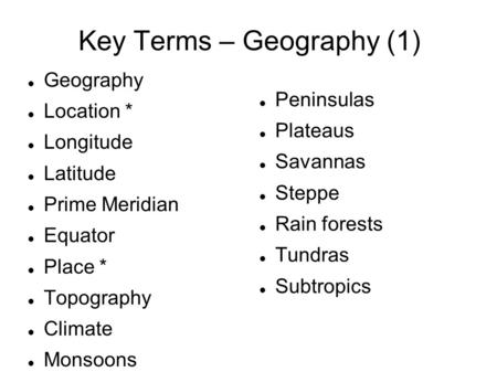 Key Terms – Geography (1)