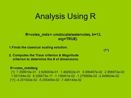 Analysis Using R R>voles_mds