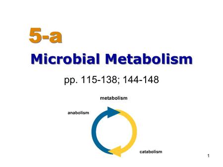 5-a Microbial Metabolism pp. 115-138; 144-148.