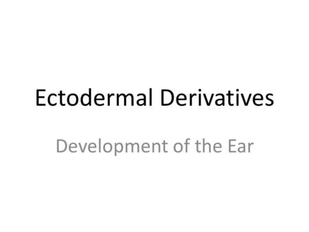 Ectodermal Derivatives