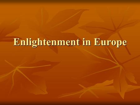 Enlightenment in Europe