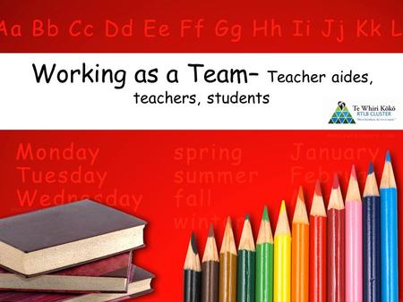 Working as a Team– Teacher aides, teachers, students.