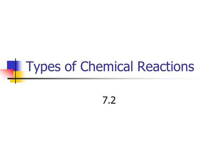 Types of Chemical Reactions