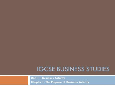 IGCSE Business Studies