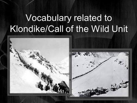 Vocabulary related to Klondike/Call of the Wild Unit.