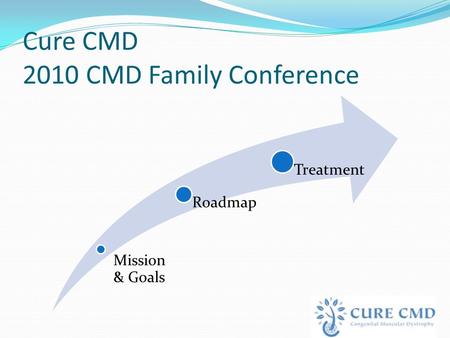 Cure CMD 2010 CMD Family Conference Mission & Goals Roadmap Treatment.