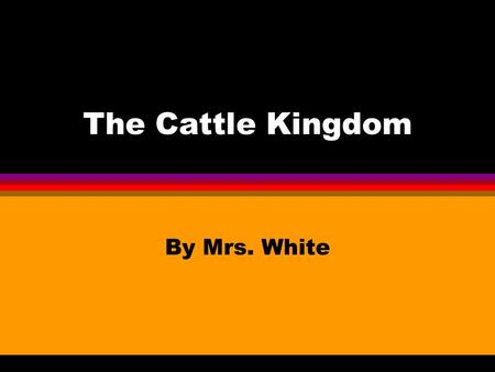 The Cattle Kingdom By Mrs. White. Longhorns l Brought by Spaniards in 1500’s l Horns may be 6 ft. wide l Run fast l 1700’s and 1800’s: Herds grew American.