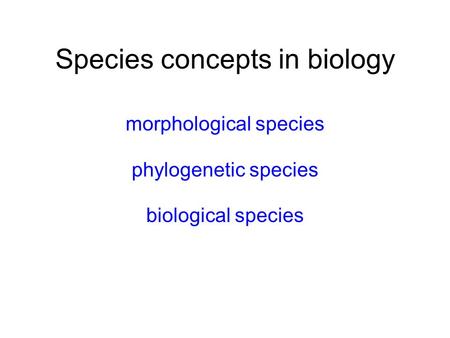 Species concepts in biology