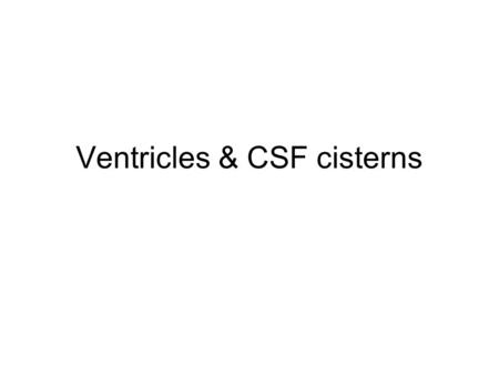 Ventricles & CSF cisterns