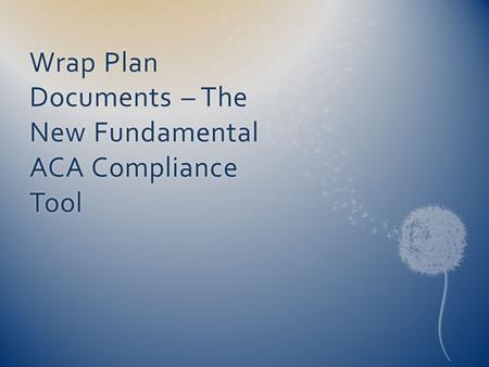 Wrap Plan Documents – The New Fundamental ACA Compliance Tool.